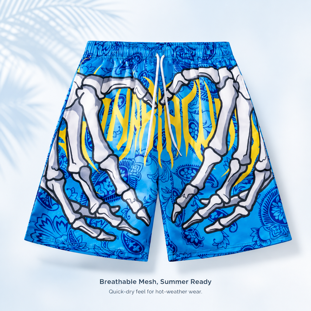 Calções de homem estampado 3d mesh respirável secagem rápida_voghion.com