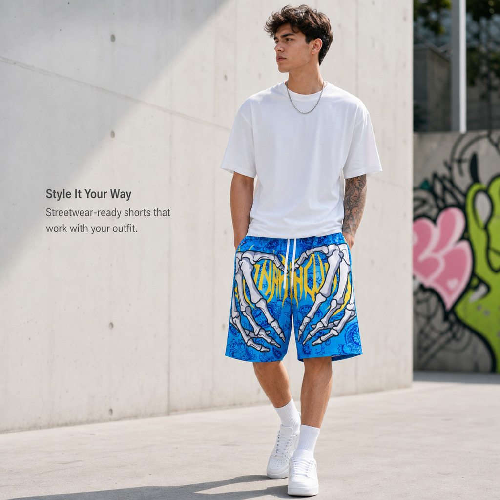 Calções de homem estampado 3d mesh respirável secagem rápida_voghion.com