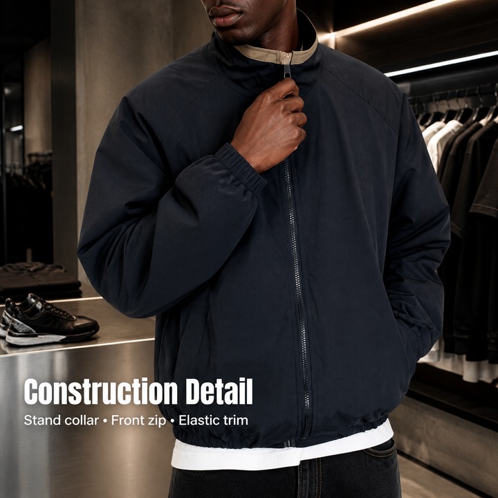 Stand Collar Puffer Jacket – Men's Heavyweight Vintage-Inspired Workwear Coat, Streetwear Ins Aesthetic With Quilted Lining & Utility Pockets​_viptrois.com