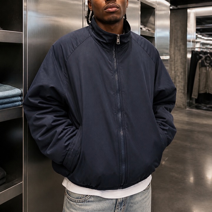 Stand Collar Puffer Jacket – Men's Heavyweight Vintage-Inspired Workwear Coat, Streetwear Ins Aesthetic With Quilted Lining & Utility Pockets​_viptrois.com