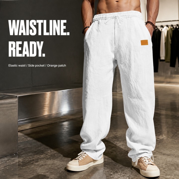 Men's Clothing Summer Men's Linen Casual Pants Wide Leg Breathable Beach Trousers Simple For Formal & Casual_viptrois.com