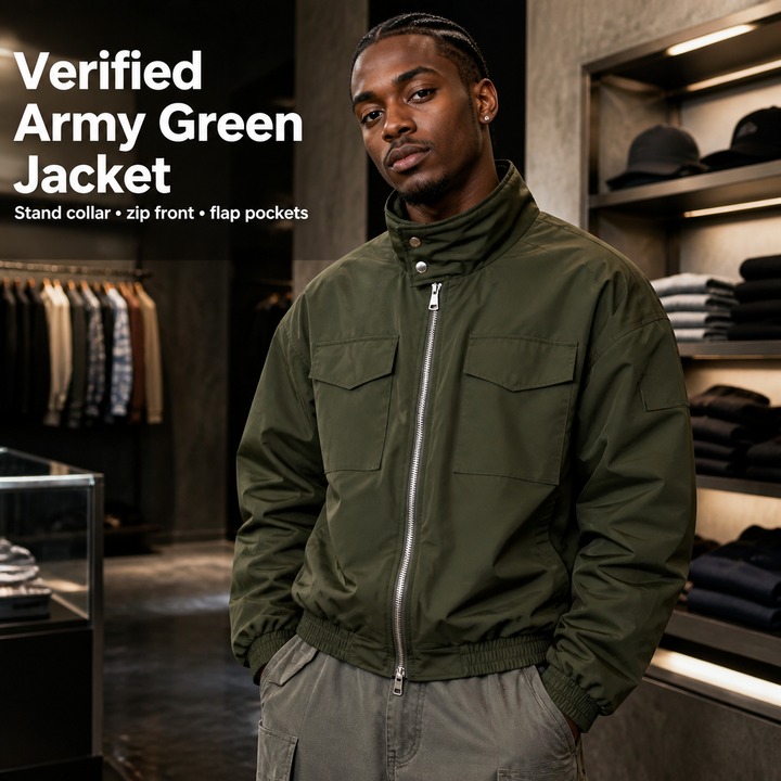 ​​Men's Short Puffer Jacket, Stand-Collar Workwear Coat, Oversized Quilted Lining, Heavyweight Winter Streetwear, Utility-Inspired Outerwear​​_viptrois.com