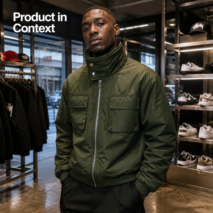 ​​Men's Short Puffer Jacket, Stand-Collar Workwear Coat, Oversized Quilted Lining, Heavyweight Winter Streetwear, Utility-Inspired Outerwear​​_viptrois.com