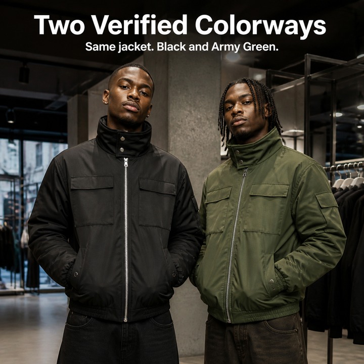 ​​Men's Short Puffer Jacket, Stand-Collar Workwear Coat, Oversized Quilted Lining, Heavyweight Winter Streetwear, Utility-Inspired Outerwear​​_viptrois.com