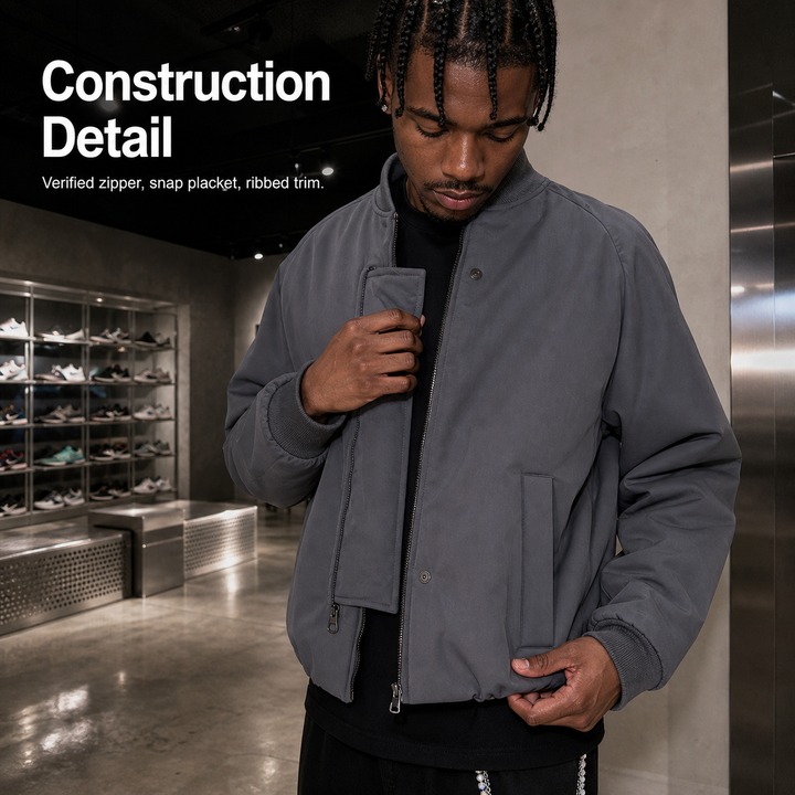 ​​Men's Vintage Bomber Jacket, Thickened Cotton-Padded Flight Jacket With Ribbed Cuffs, Retro Baseball Style Coat For Winter​​_viptrois.com