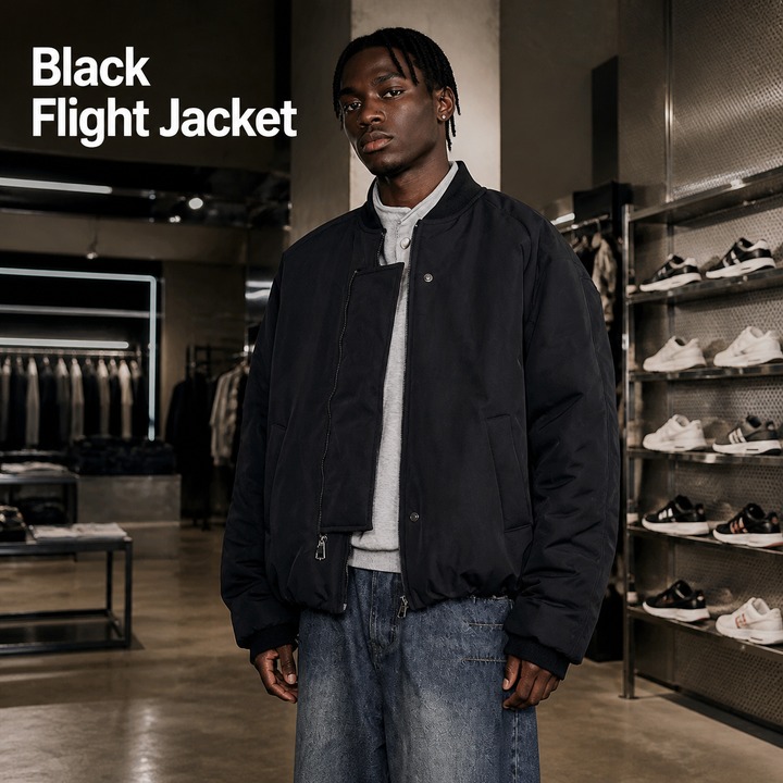 ​​Men's Vintage Bomber Jacket, Thickened Cotton-Padded Flight Jacket With Ribbed Cuffs, Retro Baseball Style Coat For Winter​​_viptrois.com