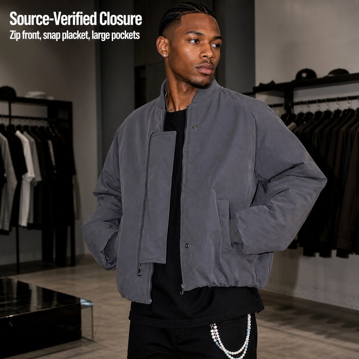 ​​Men's Vintage Bomber Jacket, Thickened Cotton-Padded Flight Jacket With Ribbed Cuffs, Retro Baseball Style Coat For Winter​​_viptrois.com