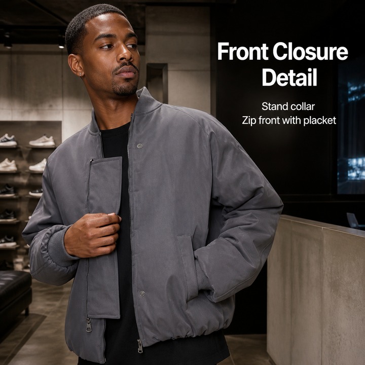 ​​Men's Vintage Bomber Jacket, Thickened Cotton-Padded Flight Jacket With Ribbed Cuffs, Retro Baseball Style Coat For Winter​​_viptrois.com