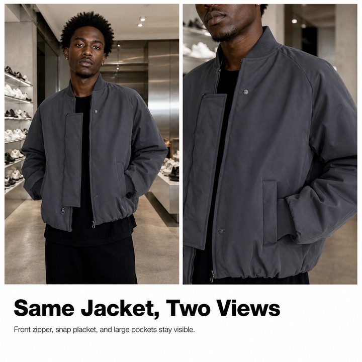 ​​Men's Vintage Bomber Jacket, Thickened Cotton-Padded Flight Jacket With Ribbed Cuffs, Retro Baseball Style Coat For Winter​​_viptrois.com
