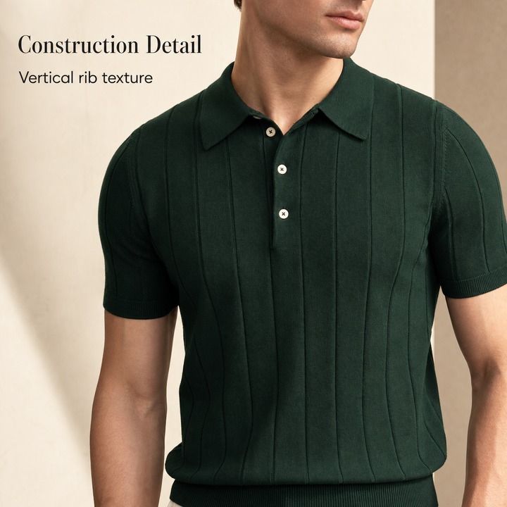 Men's Slim Fit Polo Shirt Summer Light Luxury Striped Lapel Short Sleeved Business Casual Handsome Knitted T-Shirt_viptrois.com