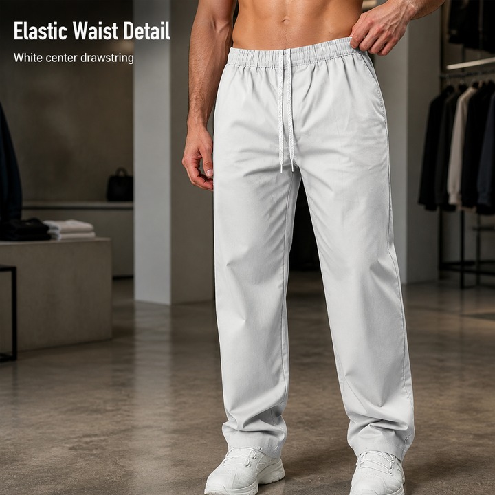 Men's Clothing Men's High Street Casual Loose Straight Leg Trousers Breathable Light Luxury Business Commuter Style_viptrois.com