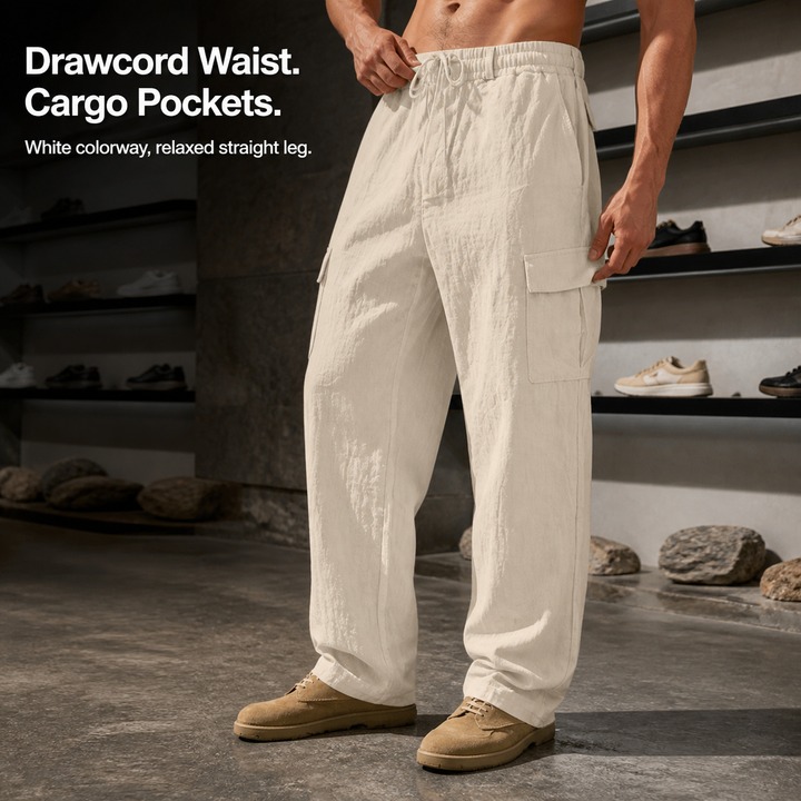 Plus Size Men's Casual Sports Trousers Breathable Loose Straight Leg Multi Pocket All Season Workwear For Outdoor_viptrois.com