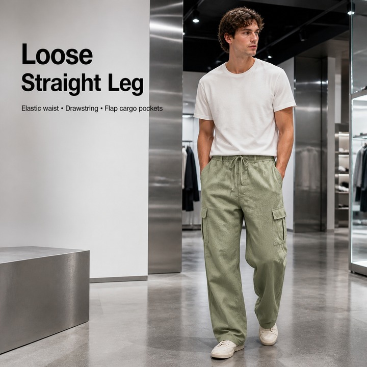 Plus Size Men's Casual Sports Trousers Breathable Loose Straight Leg Multi Pocket All Season Workwear For Outdoor_viptrois.com