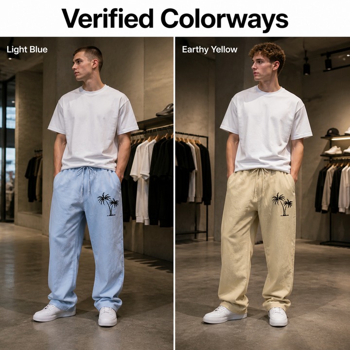 Men's Clothing Men's Linen Trousers Loose Wide Leg Breathable Casual Beach Coconut Tree Print Hot Selling For Formal & Casual_viptrois.com