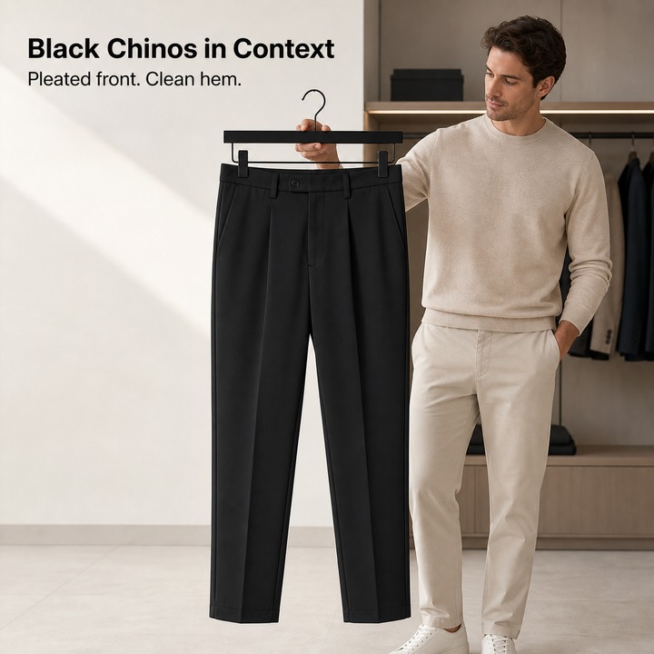 Men's Casual Elastic Suit Pants Thin Spring Autumn Summer Nine Point Trousers Mid Waist Zipper Fly Kpop Style Black Chinos_viptrois.com