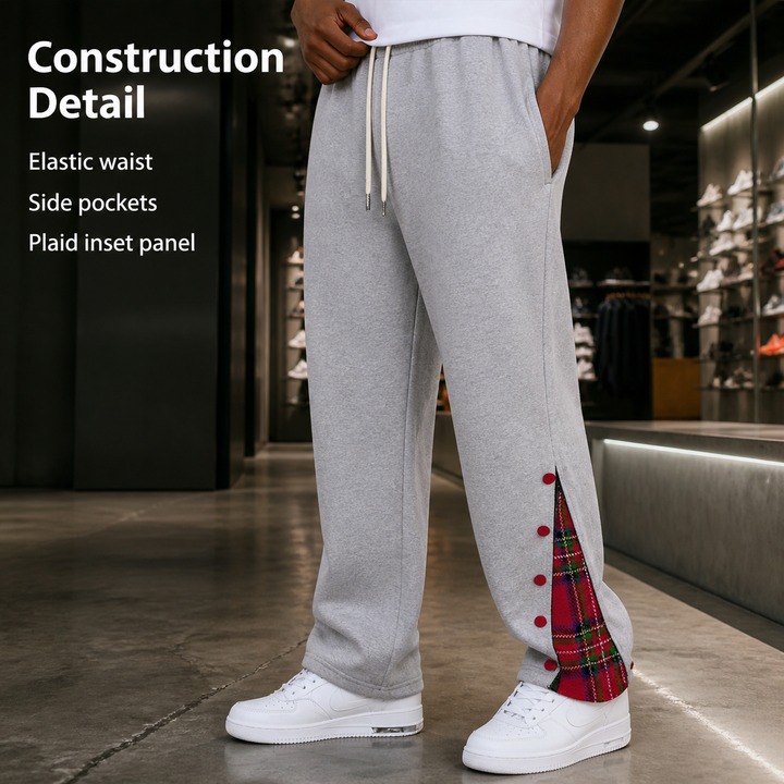 Men's Clothing Plus Size Men's Straight Leg Pants Long Casual Sports Jogging Sweatpants Button Up Basketball Style Autumn Winter_viptrois.com