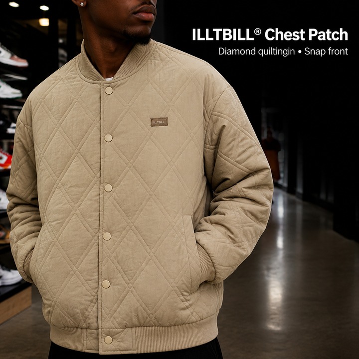 ​​Men's Vintage Diamond Quilted Puffer Jacket – Embroidered Logo, Thickened Warmth, Unisex Streetwear Coat​​_viptrois.com