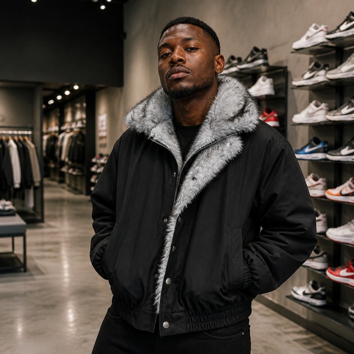 Men's Winter Sherpa-Lined Stand Collar Bomber Jacket, Faux Two-Layer Design With Thickened Insulation, Short-Length Style Puffer Coat​​_viptrois.com