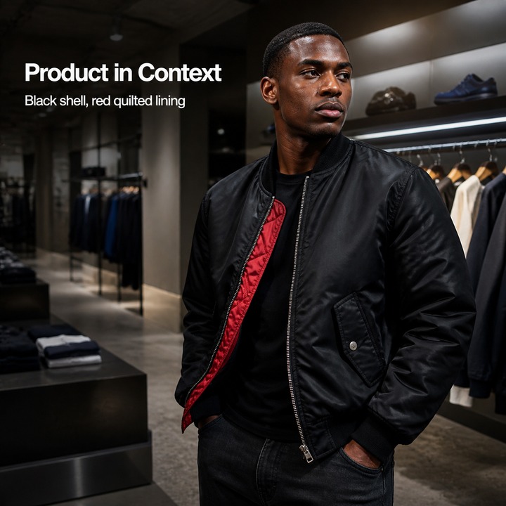 Men's Vintage-Inspired Bomber Jacket With Contrast Lining, Detroit Streetwear Style Thickened Cotton Flight Jacket For Urban Motorcycle Aesthetic​​_viptrois.com