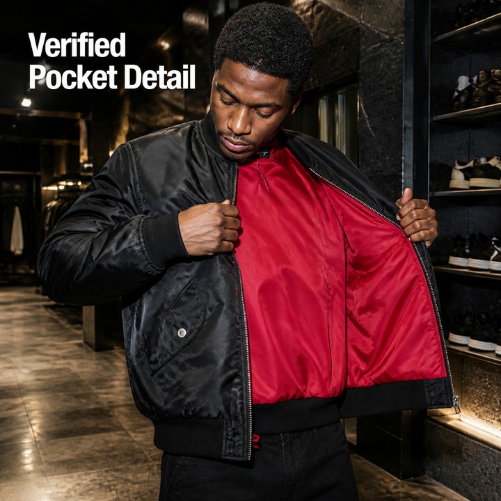 Men's Vintage-Inspired Bomber Jacket With Contrast Lining, Detroit Streetwear Style Thickened Cotton Flight Jacket For Urban Motorcycle Aesthetic​​_viptrois.com