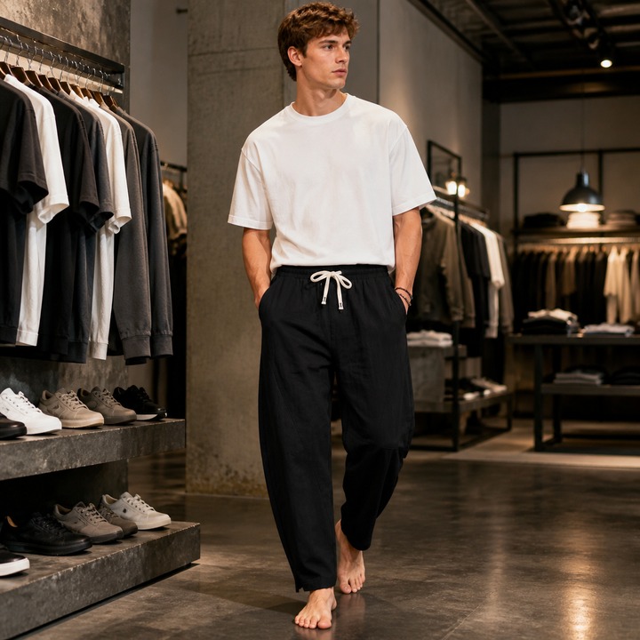 Summer Linen Cotton Harem Pants US Sized Loose Fit Plus Size Curved Cut Slim Fit Commuter Patchwork Long Pants_viptrois.com