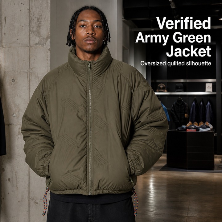 ​​Men's Vintage Bomber Jacket With Stand-Up Collar, Unisex Quilted Puffer Coat, Winter Cotton-Padded Casual Outerwear For Street Style​​_viptrois.com