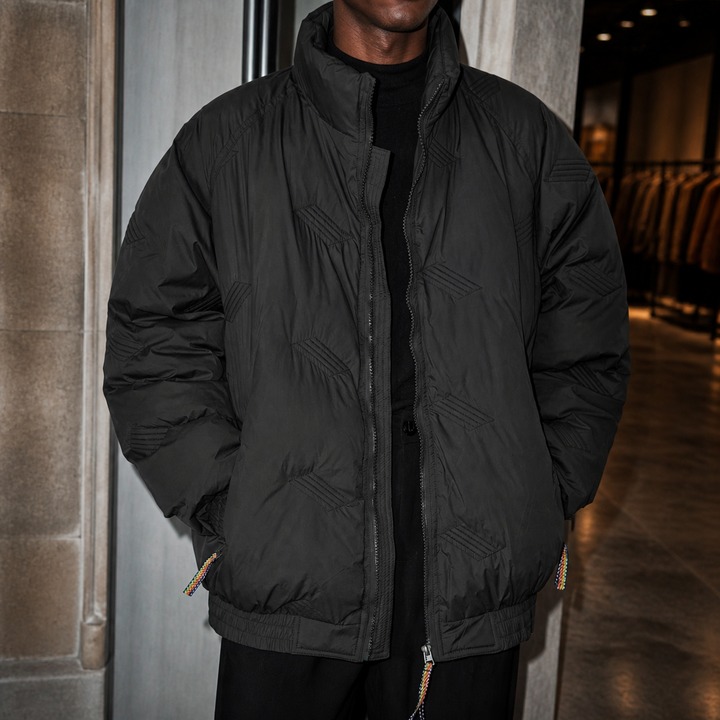 ​​Men's Vintage Bomber Jacket With Stand-Up Collar, Unisex Quilted Puffer Coat, Winter Cotton-Padded Casual Outerwear For Street Style​​_viptrois.com