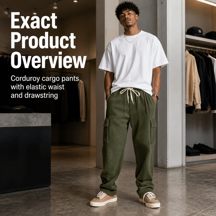 Men's Clothing Men's Heavyweight Corduroy Work Pants Retro Style Multi Pocket Loose Wide Leg Casual Trousers_viptrois.com