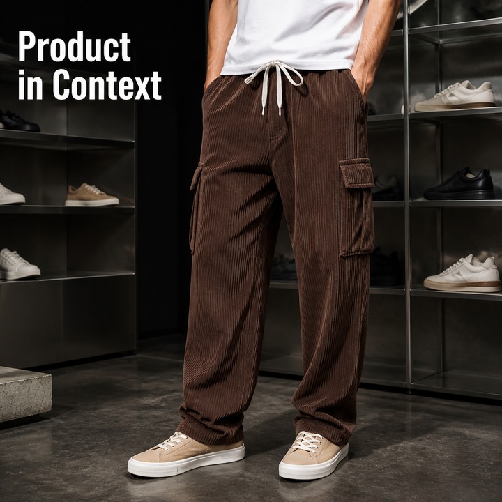 Men's Clothing Men's Heavyweight Corduroy Work Pants Retro Style Multi Pocket Loose Wide Leg Casual Trousers_viptrois.com