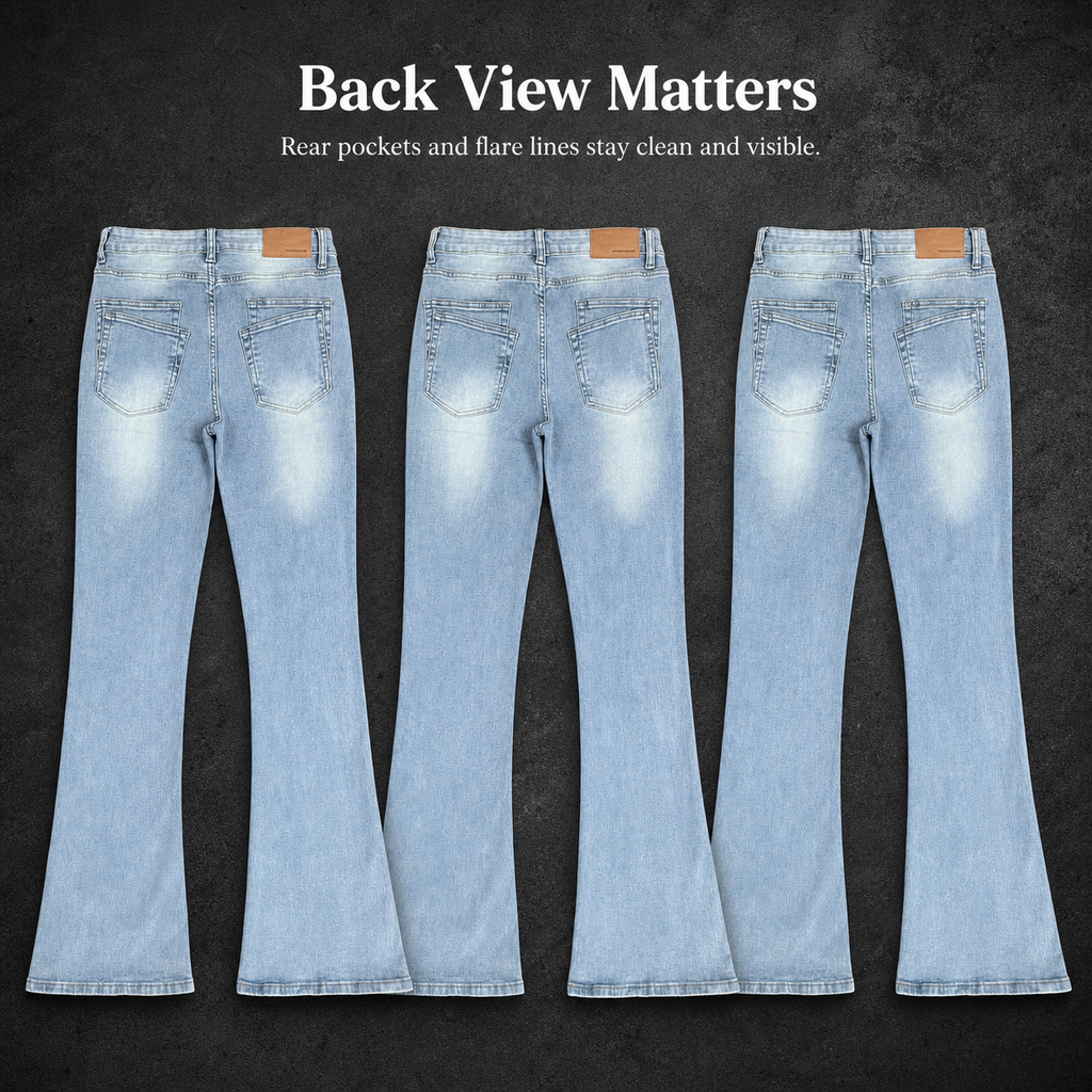 Men's Distressed Flared Jeans With Vintage Lightning Wash Effect_voghion.com