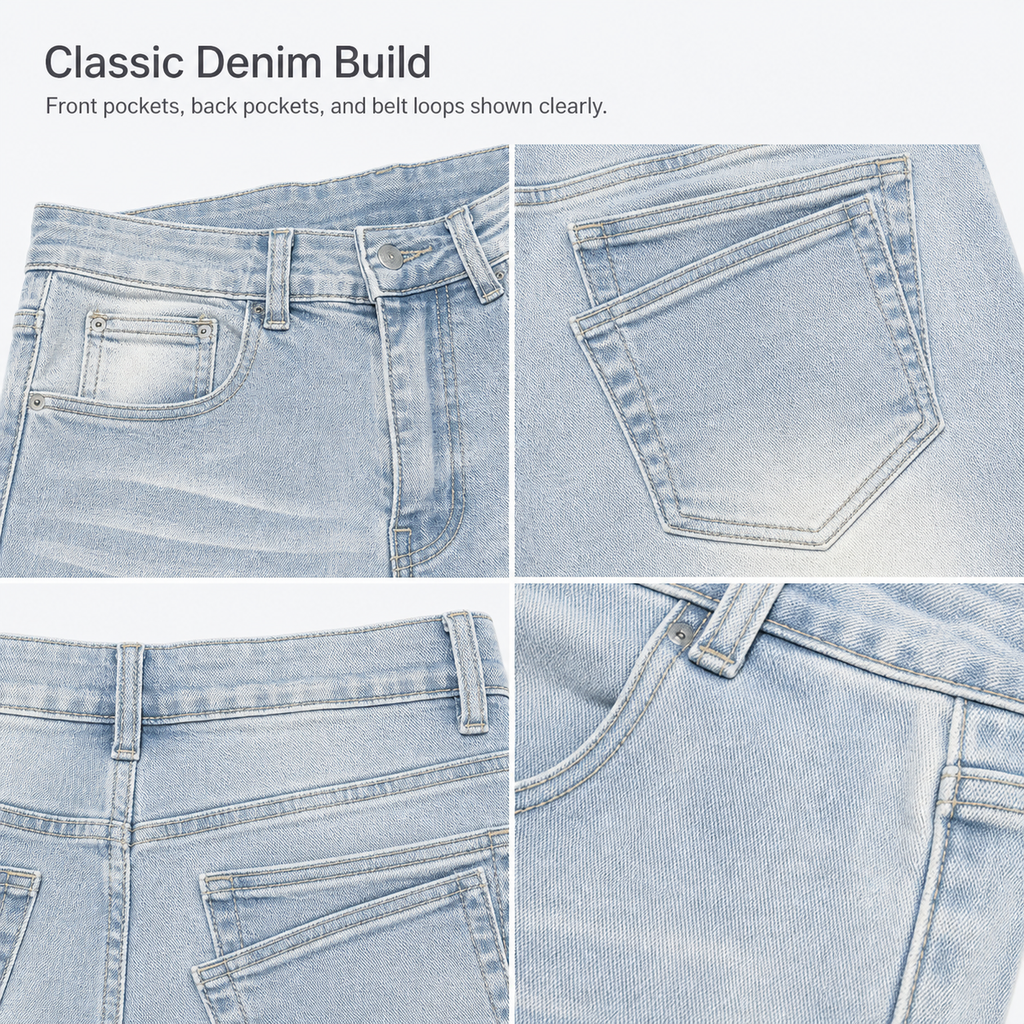 Men's Distressed Flared Jeans With Vintage Lightning Wash Effect_voghion.com