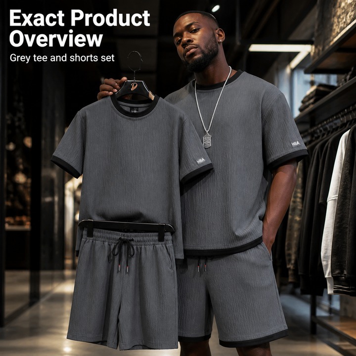 Men's Clothing Summer Casual Sports Suit For Men, Ice Silk Short-sleeved T-shirt And Shorts, A Complete Set Of Men's Matching Fashion Two-piece Suit_viptrois.com