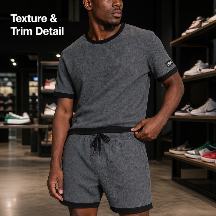 Men's Clothing Summer Casual Sports Suit For Men, Ice Silk Short-sleeved T-shirt And Shorts, A Complete Set Of Men's Matching Fashion Two-piece Suit_viptrois.com