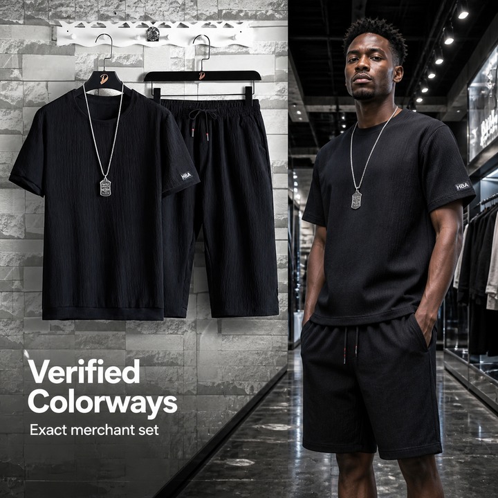 Men's Clothing Summer Casual Sports Suit For Men, Ice Silk Short-sleeved T-shirt And Shorts, A Complete Set Of Men's Matching Fashion Two-piece Suit_viptrois.com