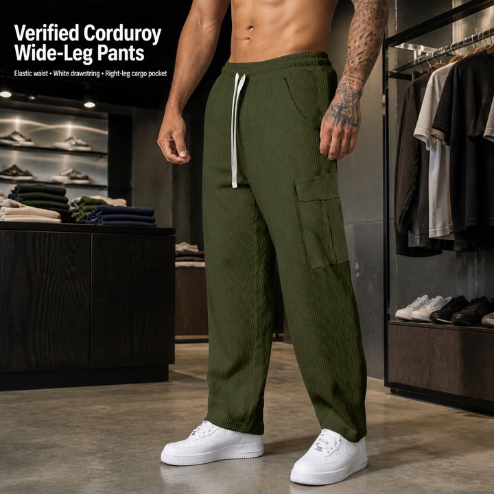 Men's Clothing Men's Heavyweight Corduroy Pants Loose Fit Retro Casual Workwear Wide Leg Trousers For Autumn Versatile Bottoms_viptrois.com