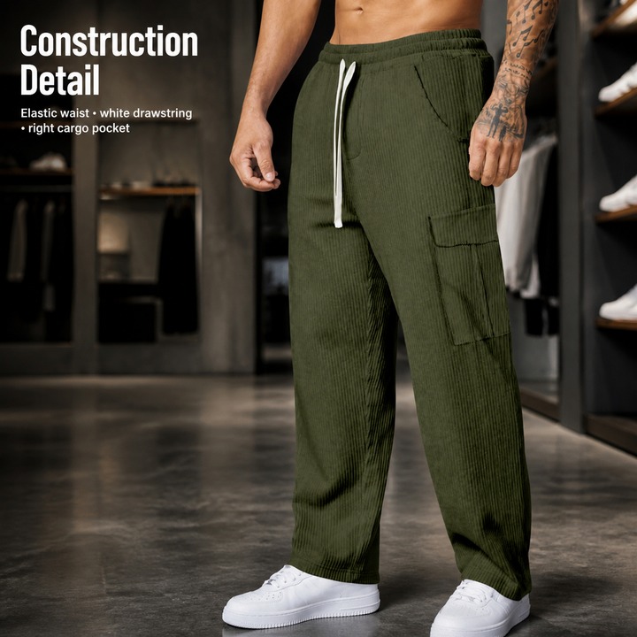 Men's Clothing Men's Heavyweight Corduroy Pants Loose Fit Retro Casual Workwear Wide Leg Trousers For Autumn Versatile Bottoms_viptrois.com
