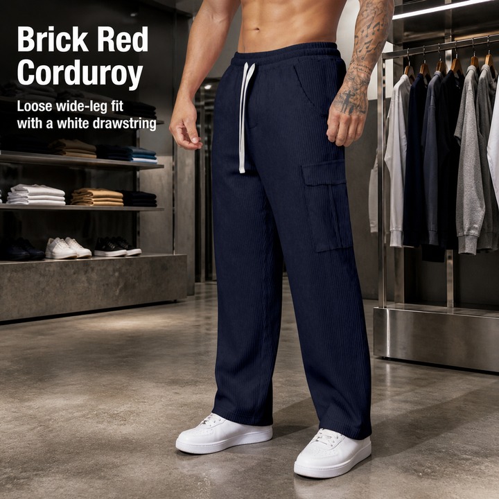 Men's Clothing Men's Heavyweight Corduroy Pants Loose Fit Retro Casual Workwear Wide Leg Trousers For Autumn Versatile Bottoms_viptrois.com