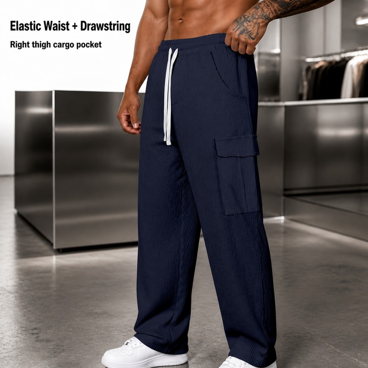 Men's Clothing Men's Heavyweight Corduroy Pants Loose Fit Retro Casual Workwear Wide Leg Trousers For Autumn Versatile Bottoms_viptrois.com