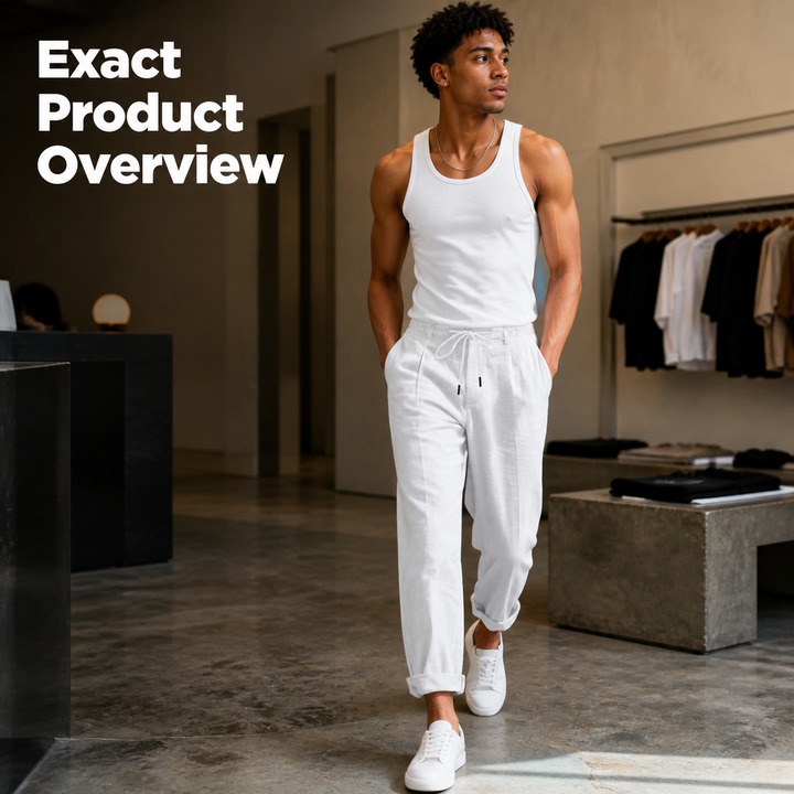 Men's Linen Casual Trousers Summer Loose Straight Leg Wide Leg Naples Gurkha Pants_viptrois.com
