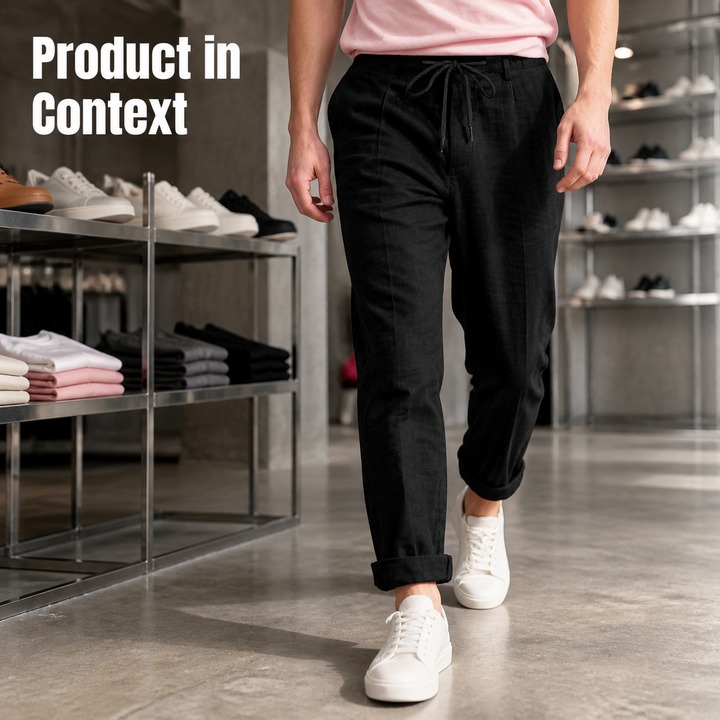 Men's Linen Casual Trousers Summer Loose Straight Leg Wide Leg Naples Gurkha Pants_viptrois.com