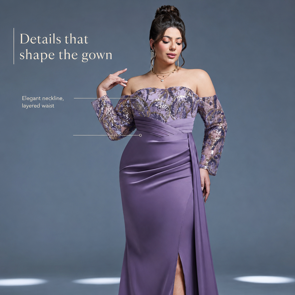 New Purple Slit Ball Gown For Women Sexy Long Evening Dress High-End Luxury Party Wear_ecoleips.com
