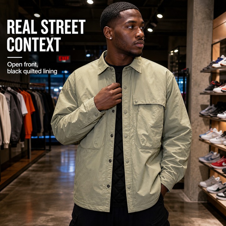 ​​Men's Deconstructed Oversized Workwear Jacket, Thickened Quilted Lining With Stand Collar, Streetwear-Inspired Relaxed Fit Coat For Fall & Winter​​_viptrois.com