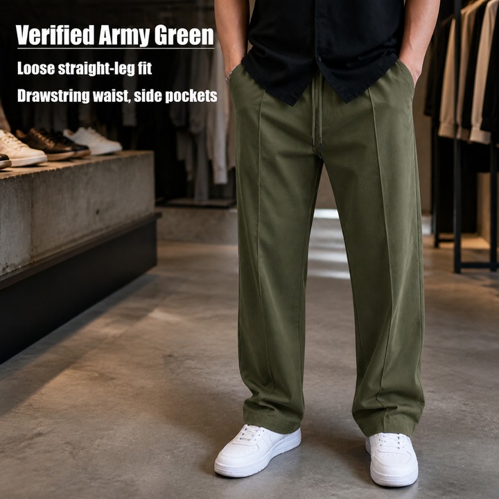 Men's Casual Loose Straight Leg Sporty Pants Autumn Winter Oversized Toothpick Striped Long Trousers_viptrois.com