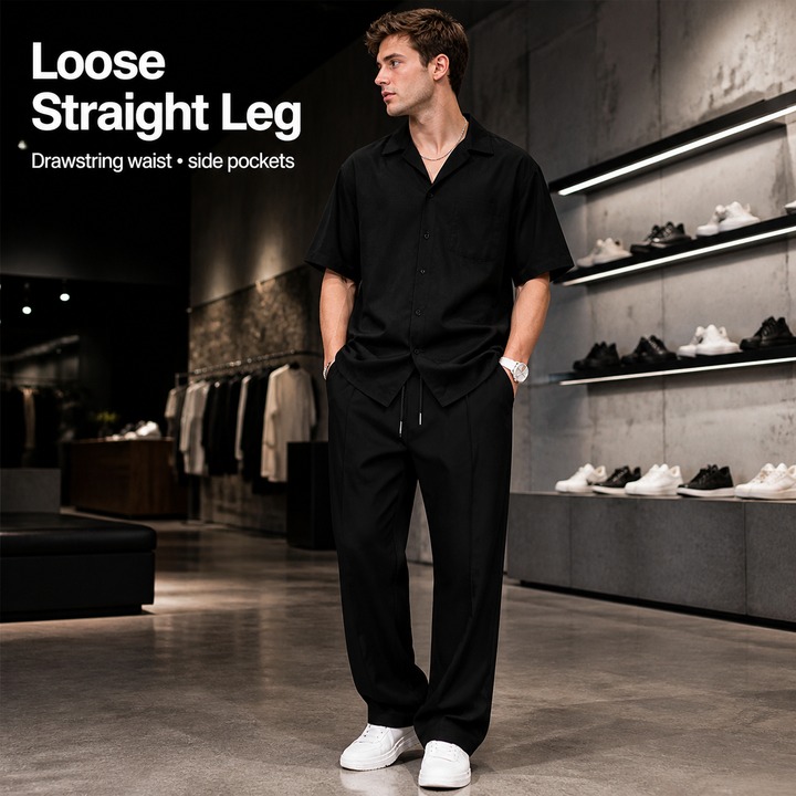 Men's Casual Loose Straight Leg Sporty Pants Autumn Winter Oversized Toothpick Striped Long Trousers_viptrois.com