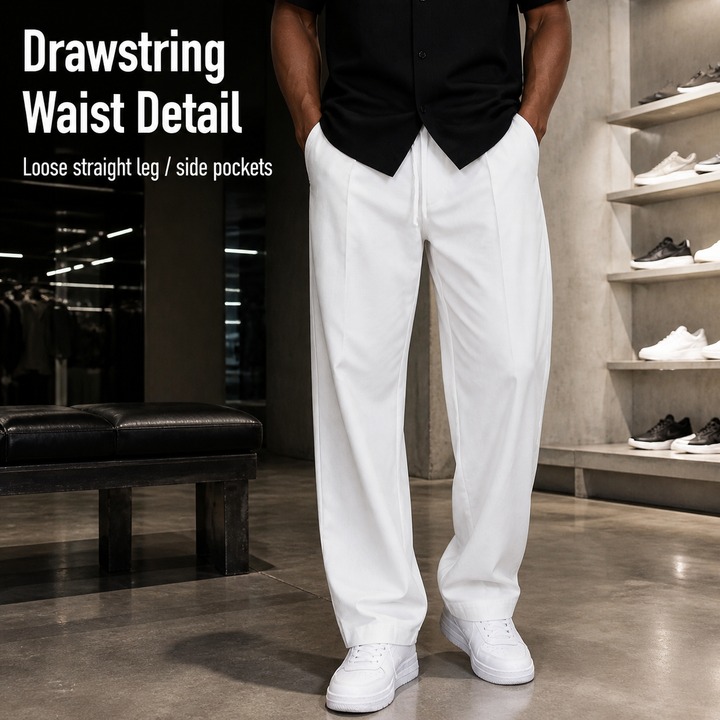Men's Casual Loose Straight Leg Sporty Pants Autumn Winter Oversized Toothpick Striped Long Trousers_viptrois.com