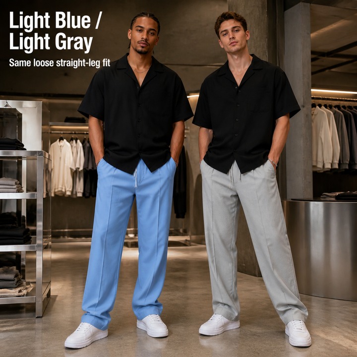 Men's Casual Loose Straight Leg Sporty Pants Autumn Winter Oversized Toothpick Striped Long Trousers_viptrois.com