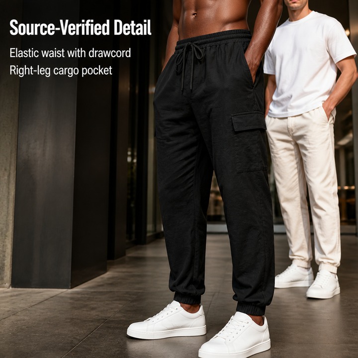 Men's Clothing Spring/Summer Men's Linen Cargo Pants With Multi Pockets Outdoor Loose Breathable Sports Casual_viptrois.com