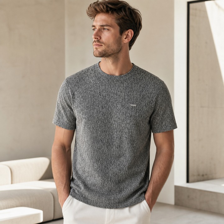 Premium Men's Short Sleeve T-Shirt High Elasticity Breathable Versatile New Arrival 2024 with Small Label Design High End_viptrois.com