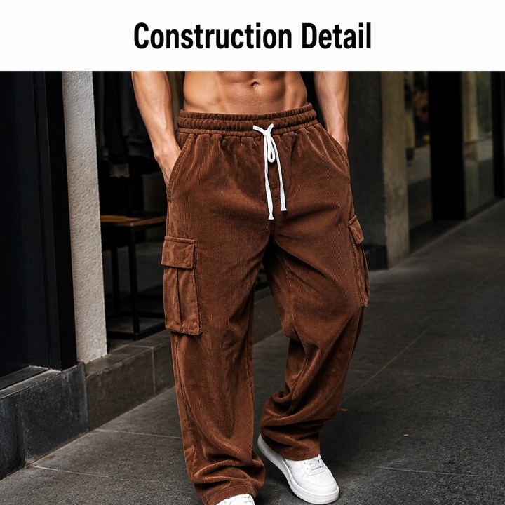 Men's Corduroy Pants Casual Wide Leg Breathable Multi Pocket Straight Leg Autumn Winter Style_viptrois.com