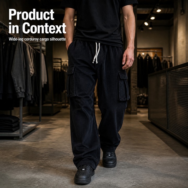 Men's Corduroy Pants Casual Wide Leg Breathable Multi Pocket Straight Leg Autumn Winter Style_viptrois.com
